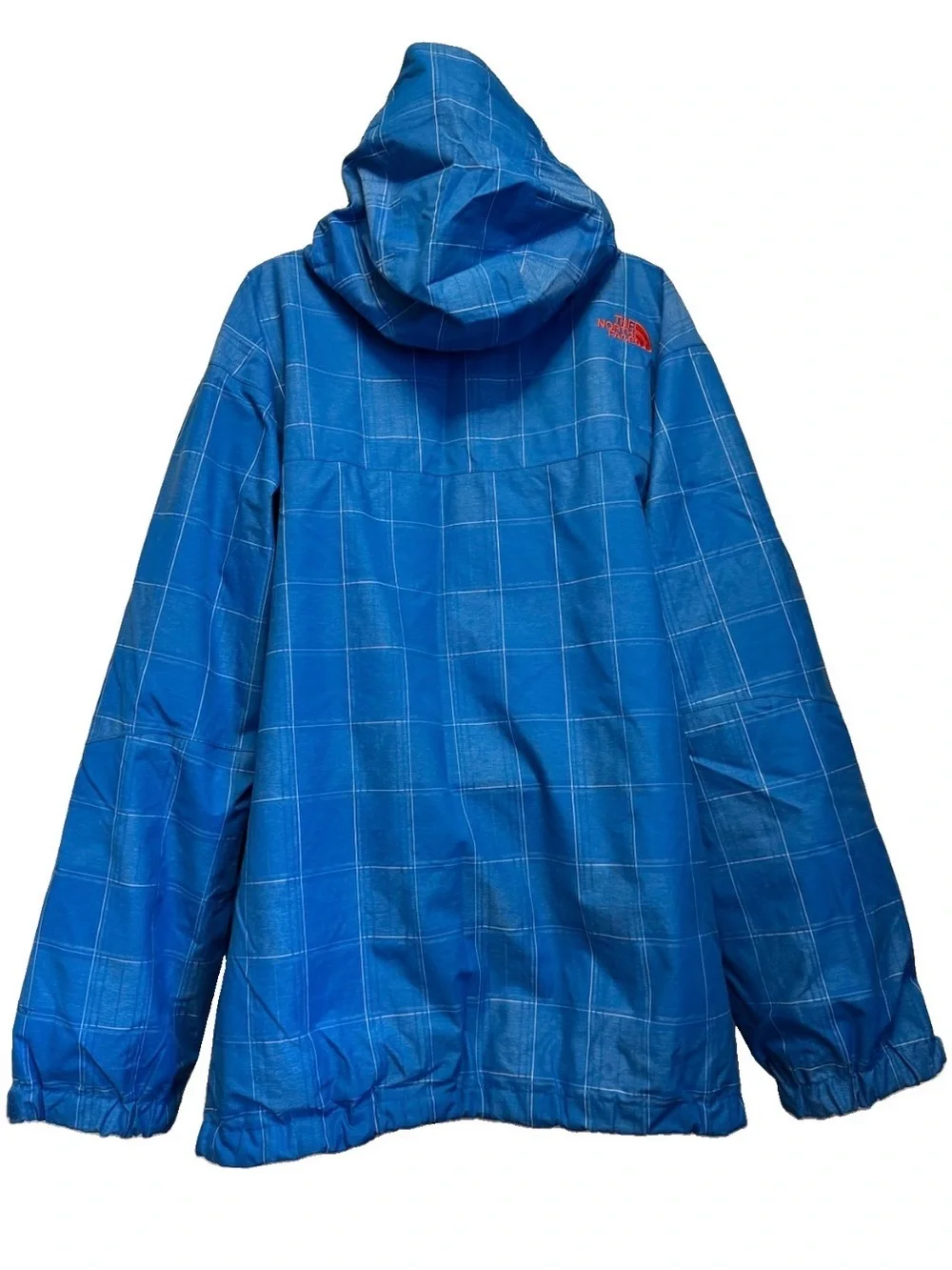The North Face HyVent Blue Plaid Jacket Mens M Hooded Full Zip Snowboard Ski Sno